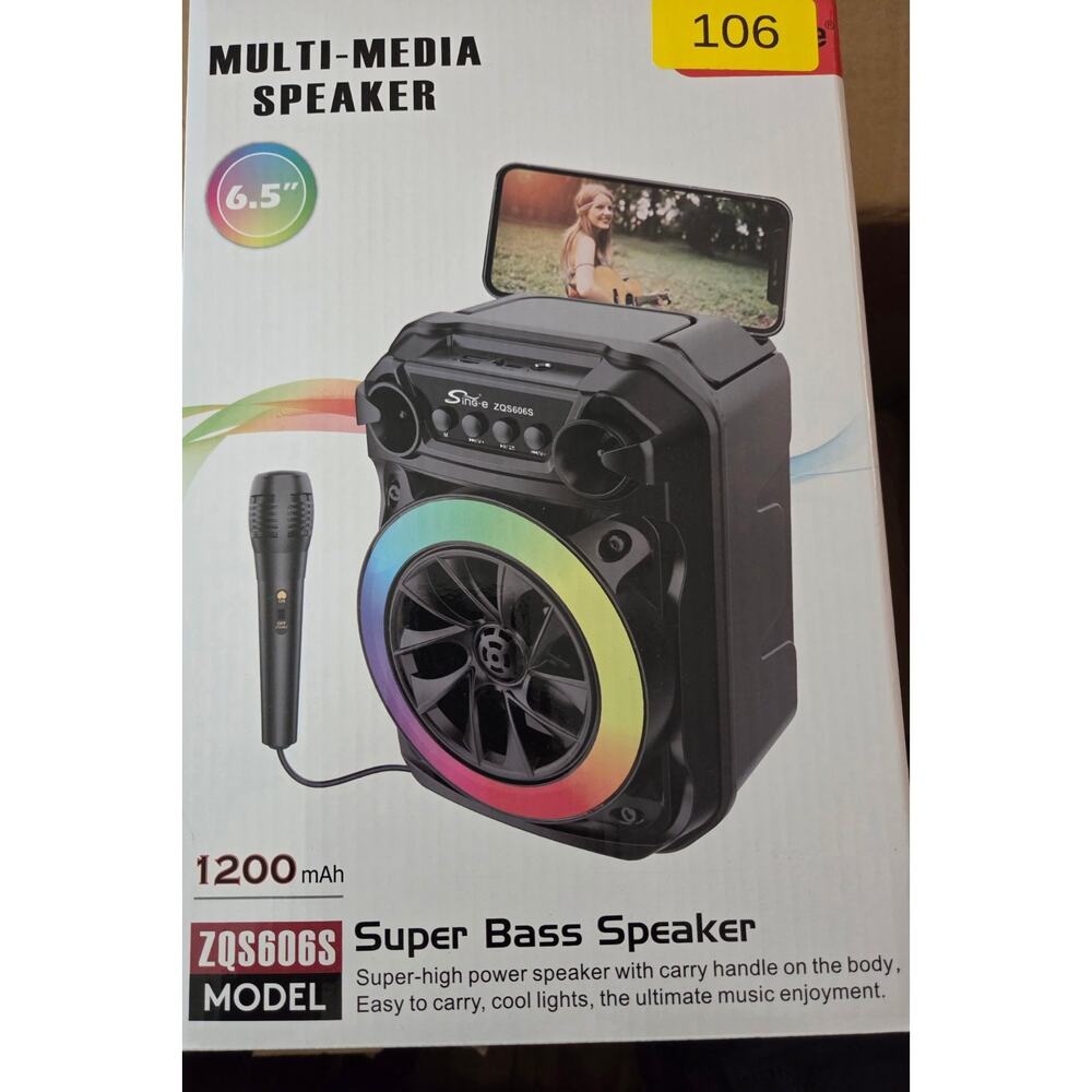 ZQS606S Portable Bluetooth Karaoke Speaker w/ Microphone LED Party Speaker FM US